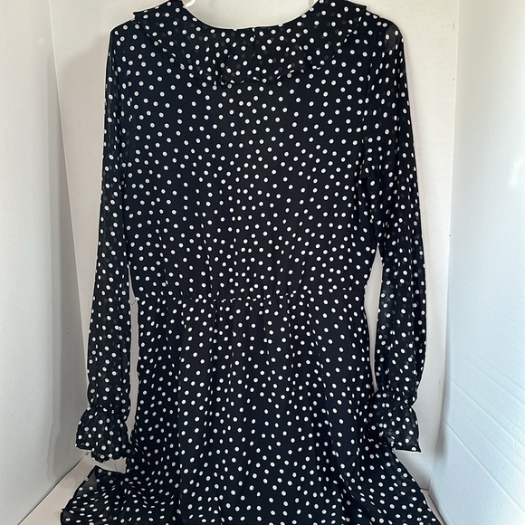 H&M divided black and  white polka dot ruffle dress size 14 - Picture 6 of 7